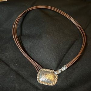 Silpada Leather Buckle Necklace